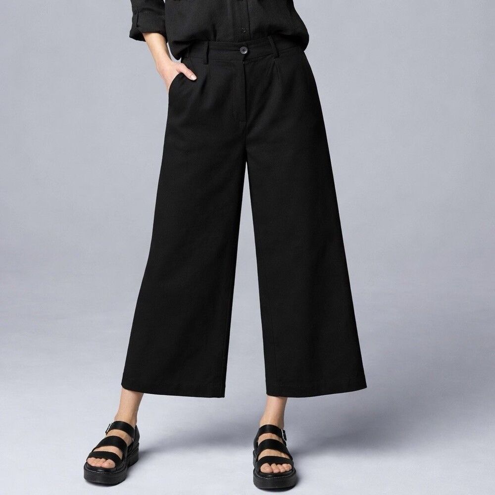 Women's Simply Vera Vera Wang Capri Pants Size 2 Wide Leg Black Formal NWT